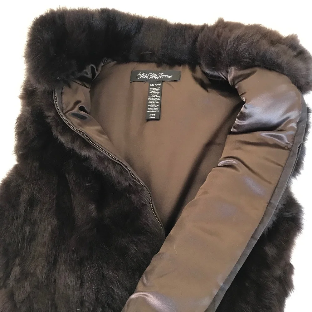 Black rabbit fur vest from Saks - Picture 2 of 2